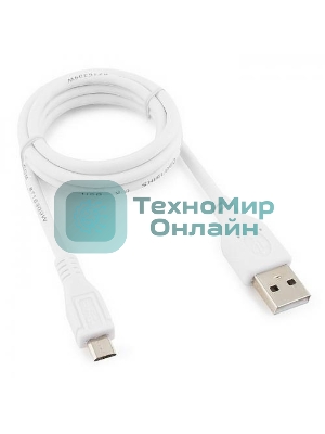 Кабель USB2.0 Pro Cablexpert CCP-mUSB2-AMBM-W-1M, AM/microBM 5P, 1м, экран, белый, пакет