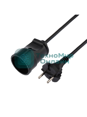 Удлинитель-шнур на рамке PROconnect ПВС 2х0.75, 10 м, б/з, 6 А, 1300 Вт, IP20, черный (Сделано в России)