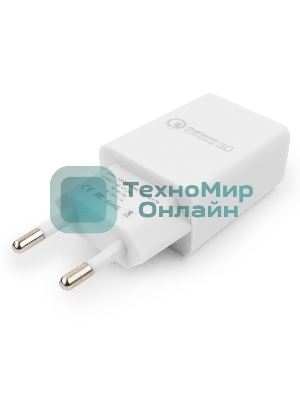 Сетевое зарядное устройство Cablexpert MP3A-PC-16, QC 3.0, 100/220V - 1 USB порт 5/9/12V, белый