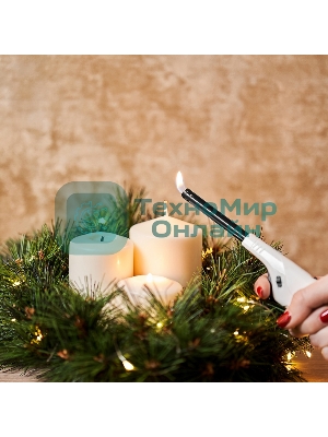 Бытовая газовая пьезозажигалка с классическим пламенем многоразовая (1 шт.) белая СК-306 Сокол