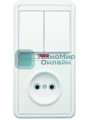 Блок Кунцево-Электро БКВР-213 Бэлла (2-кл. выкл. с инд. + розетка) белый