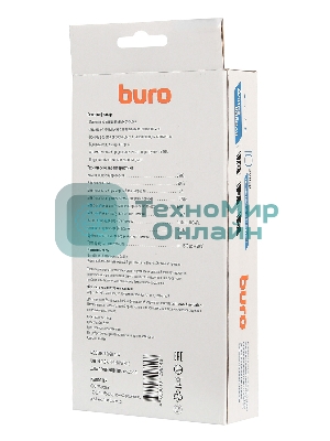 Сетевой фильтр Buro 800SH-5-W 5 м, 8 розеток, белый, коробка
