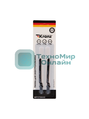 Пилка для электролобзика по оргстеклу Kranz T119BO 76 мм 12 зубьев на дюйм 4-20 мм фигурный рез (2 шт./уп.)