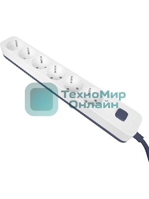 Сетевой фильтр Powercom SP-06W 5,0 м 5.0м, 6 розеток, белый/серый, коробка