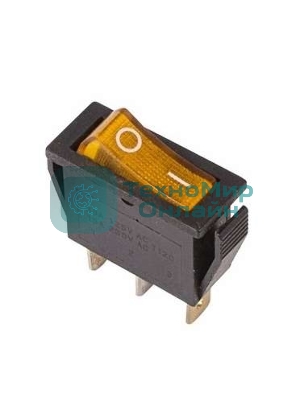 Выключатель клавишный Rexant 250V 15А (3с) ON-OFF желтый с подсветкой