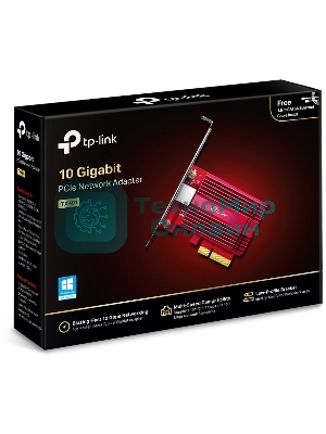 Сетевой адаптер 10 Gigabit PCI-E network adapter, 1 PCI Express 3.0 X4 interface, 1 100/1000/10000Mbps Ethernet port, come with Low-Profile and Full-Height Brackets