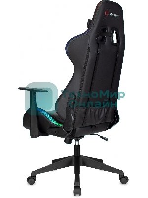 Кресло ZOMBIE GAME RGB черный, экокожа, 120 кг, подголовник, механизм качания