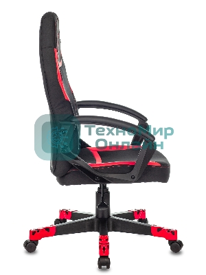 Кресло Zombie 10 черный/красный, экокожа, 120 кг, механизм качания