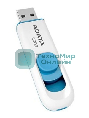 Флешка USB ADATA C008 (AC008-16G-RWE), 16Gb, USB 2.0, R/W 15/5, белый/синий