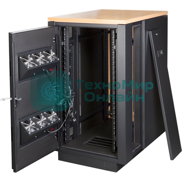 Шкаф LANMASTER SOUNDPROOF звукоизолированный 24U 750x1130 мм, отделка под дерево, цвет лиственница