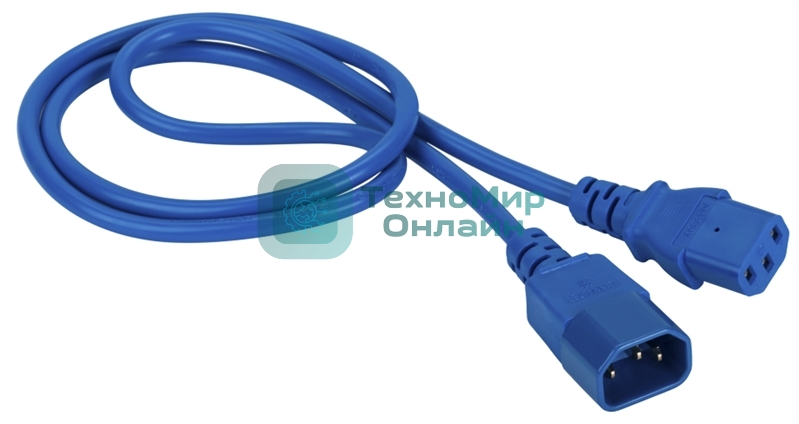 Шнур питания C13-C14, 3х0.75, 220В, 10А, синий, 5 метров