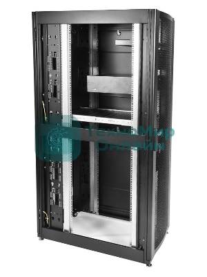 Шкаф серв. ПРОФ нап. 42U (600x1000) дверь перфорированная 2 шт., цвет черный, в сборе (ШТК-СП-42.6.10-44АА-9005) (1 коробка)