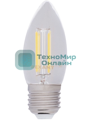 Лампа светодиодная филаментная Rexant Свеча CN35 9.5 Вт 950 Лм 2400K E14 золотистая колба