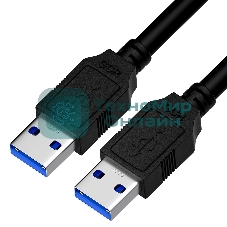 Кабель интерфейсный USB 3.0, 1.0m, AM/AM, черный, двойной экран, армированный, морозостойкий