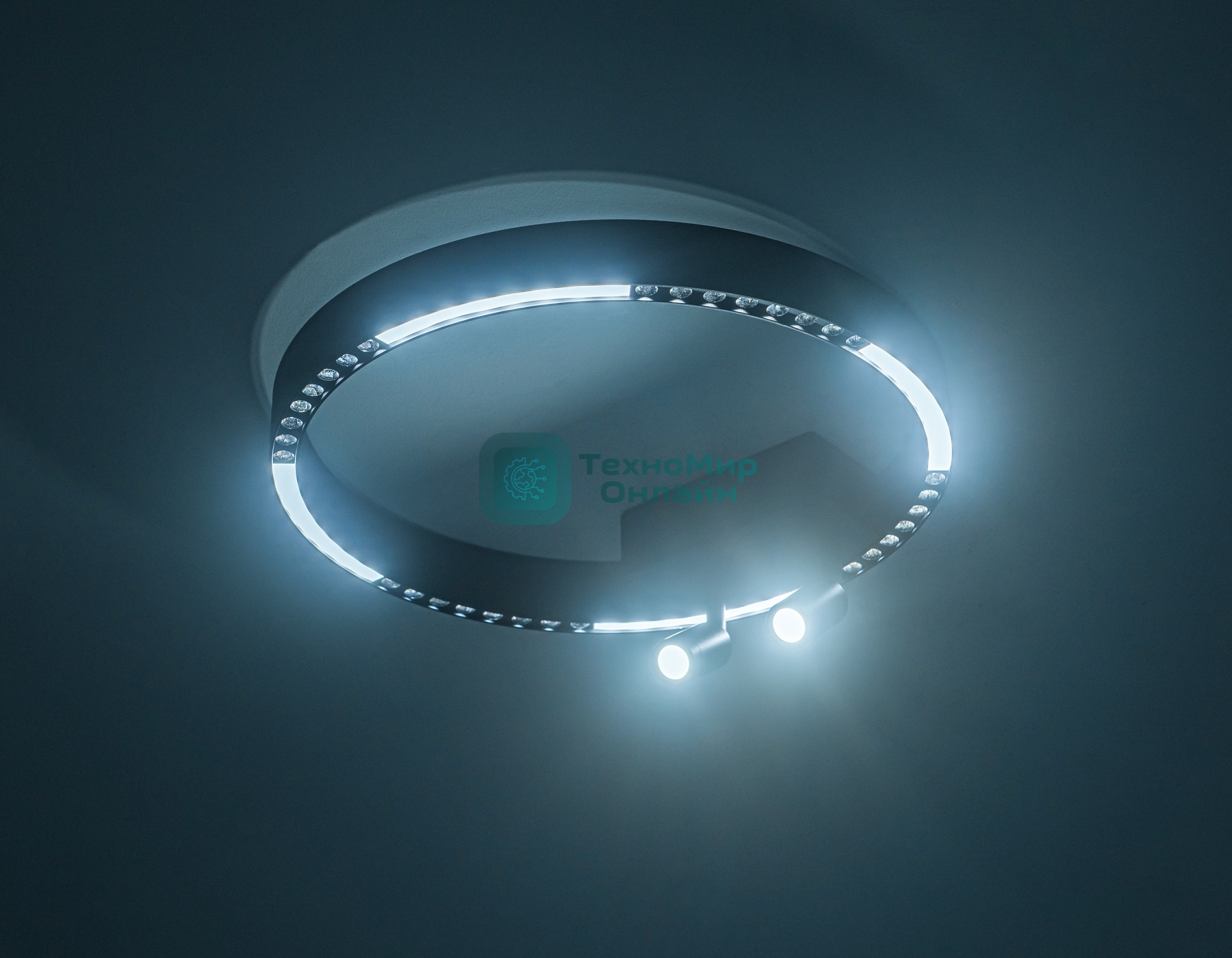 Потолочный светодиодный светильник Ambrella light FL5806/1+2 BK черный 25W 3000K/4200K/6400K D400*95 (без ПДУ)