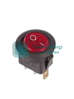 Выключатель клавишный Rexant круглый 250V 6А (3с) ON-OFF красный с подсветкой