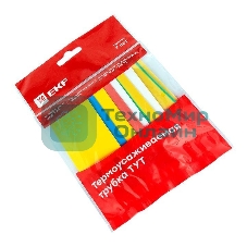 Набор трубок термоусадочных тонкостен. 20/10 (7 цветов по 3шт 100мм) EKF tut-n-20