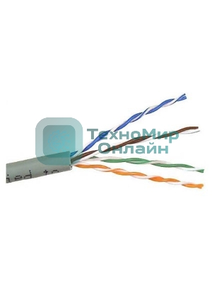 Кабель TWT UTP, 4 пары, Кат.5e, PVC, серый, 100 метров
