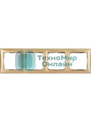 Рамка Valena 4 поста, горизонтальная, матовое золото