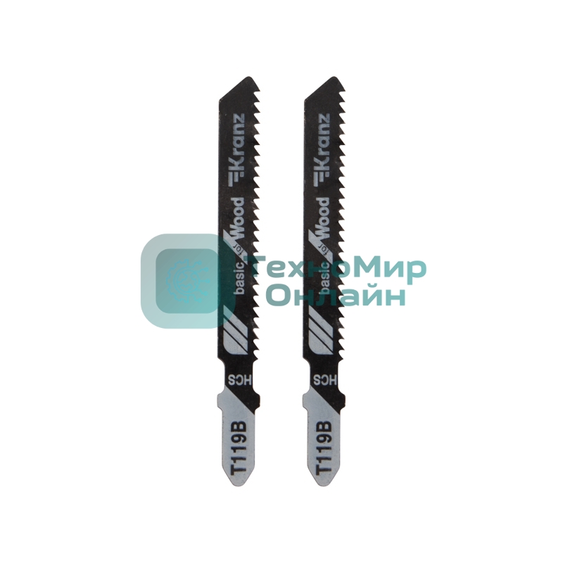 Пилка для электролобзика по дереву Kranz T119B 76 мм 12 зубьев на дюйм 4-30 мм (2 шт./уп.)