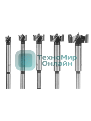 Набор сверл Форстнера по дереву Sparta 10-15-20-25-35 мм, 5 шт, в дерев. боксе, цилин. хвостовик