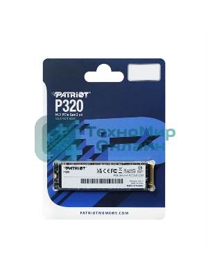 Накопитель SSD Patriot P320, 256Gb, PCIe 3.0 x4, M.2 2280, NVMe, R/W 2200/1200