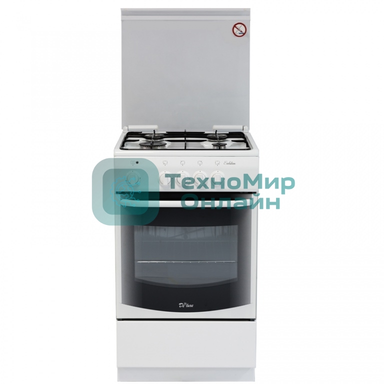 Плита комбинированная De Luxe 5040.21ГЭ (КР) ЧР белый, конфорок 4 шт, духовка 43 л, 50 см x 85 см x 50 см