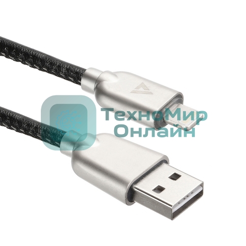 Кабель USB ACD-Allure Lightning - USB-A Кожа, 1м, черный