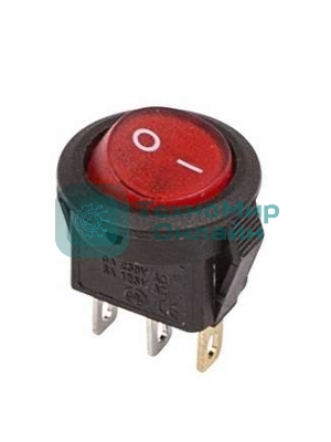Выключатель клавишный Rexant круглый 250V 3А (3с) ON-OFF красный с подсветкой Micro