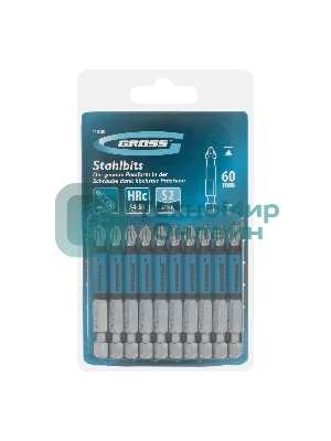 Набор бит Gross PH2х60, сталь S2, 10 шт.