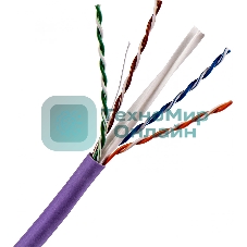 Кабель TWT UTP, 4 пары, Кат.6, нг(А)-LS, IEC 60332-3, 305 метров, фиолетовый