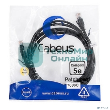 Патч-корд Cabeus, Cat.5e, неэкр., U/UTP, RJ45/RJ45, LSZH, AWG24, 3м, черный
