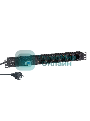 Блок розеток горизонтальный ExeGate ServerPro PDU-19H610 Al-6S-EU2.5-1P, 19