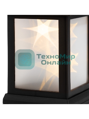 Декоративный фонарь Neon-night 11х11х22,5 см, черный корпус, теплый белый цвет свечения с эффектом мерцания