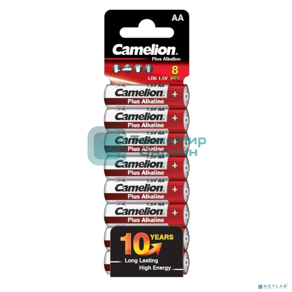 Батарейки Camelion Plus Alkaline SP8 LR6 (LR6-SP8, 1.5В)(8 шт. в уп-ке)