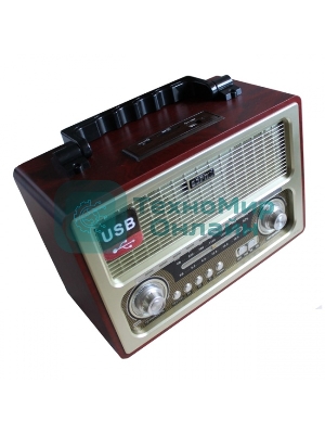 БЗРП РП-312 USB, SD, microSD, стереозвук(Диапазон УКВ 64-108 Мгц/СВ-530-1600Кгц/КВ-5,6-18,3 Мгц, USB, функция записи, слот под SDкарту, МР3, 6В/220В, стереозвук, размер 275х130х185 мм.)