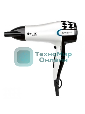 Фен Vitek VT-2299 W белый, 2200 Вт, ионизация