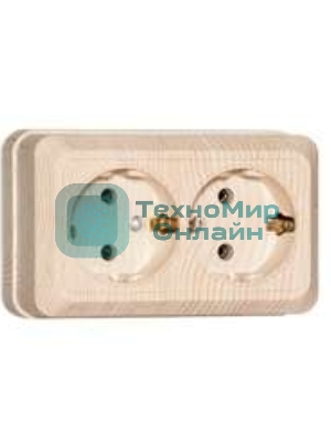 Розетка 2-м ОП Олимп 16А с заземл. сосна UNIVersal 5560865