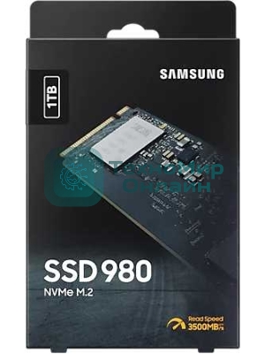 Накопитель SSD Samsung 980, 1000Gb, PCIe 3.0 x4, M.2 2280, NVMe, R/W 3500/3000