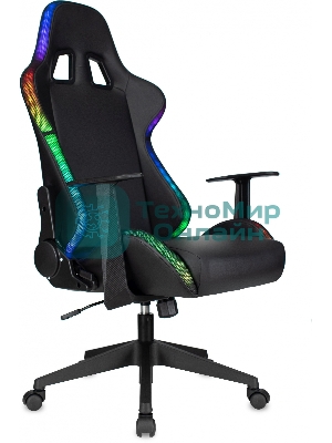 Кресло ZOMBIE GAME RGB черный, экокожа, 120 кг, подголовник, механизм качания