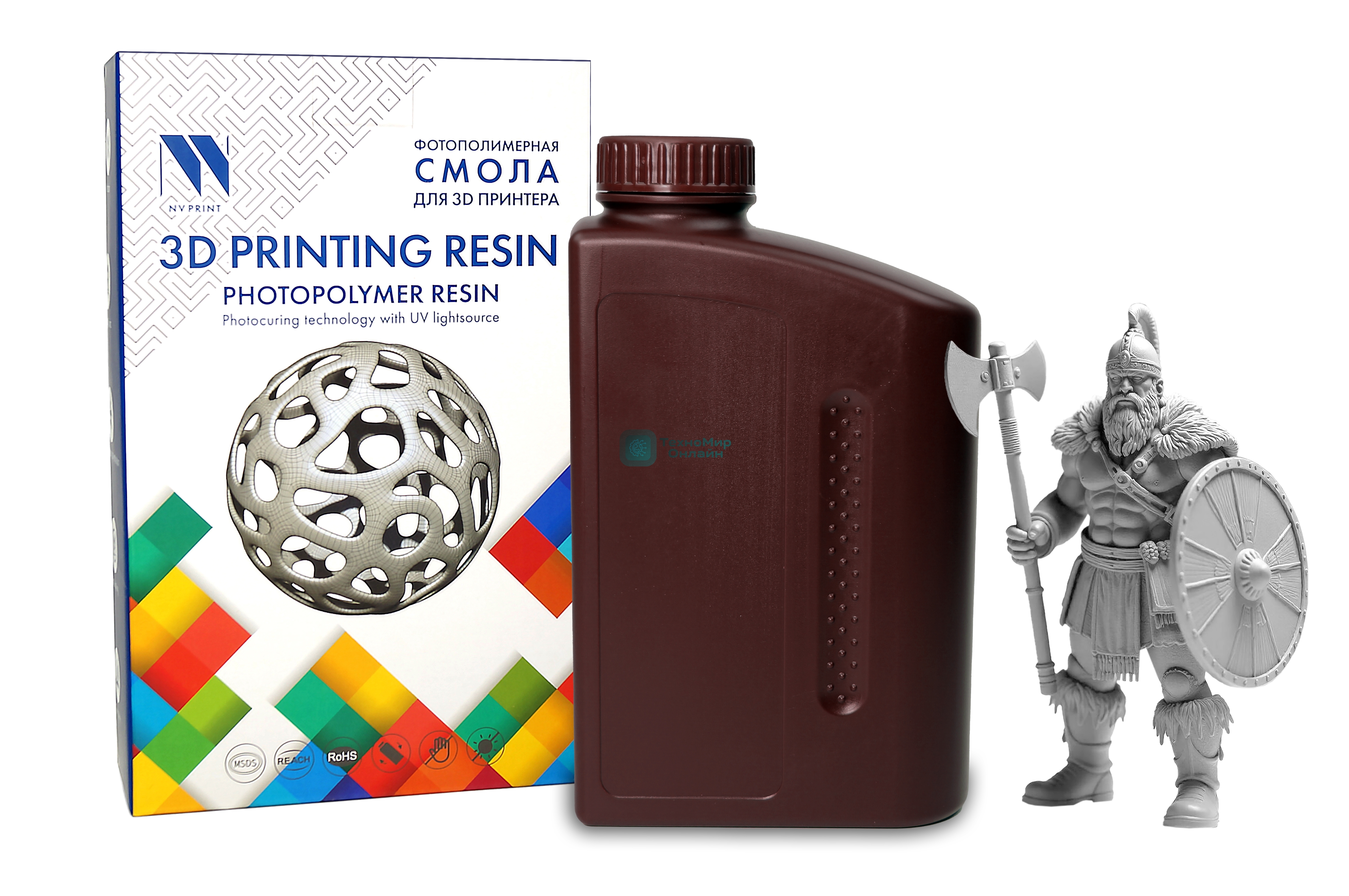 Фотополимерная смола NVPrint PA Like Resin Grey для 3D печати 1 кг (бут)