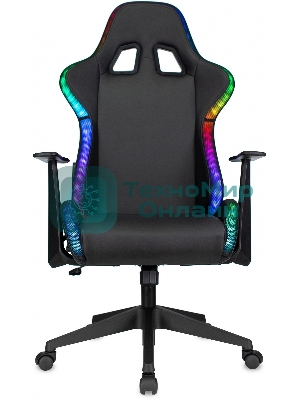 Кресло ZOMBIE GAME RGB черный, экокожа, 120 кг, подголовник, механизм качания