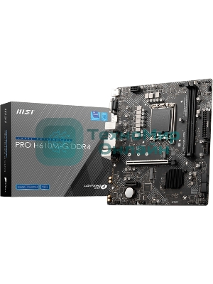 Материнская плата MSI PRO H610M-G, LGA 1700, Intel H610, 2xDDR5, 4xSATA, 1xM.2, 1xPCIe 4.0 x16, 1xPCIe 3.0 x1, 1xHDMI, 1xDP, 1xVGA, 1xRJ45 1Gb, 2xUSB-A 3.2 Gen 1, 4xUSB-A 2.0, 3x3.5мм, 7.1, mATX