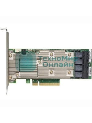 Контроллер MegaRAID 9460-16I SGL (05-50011-00), PCIe 3.1 x8 LP, SAS/SATA/NVMe, RAID 0,1,5,6,10,50,60, 16port(4 * int SFF8643), 4Gb Cache, 3516ROC