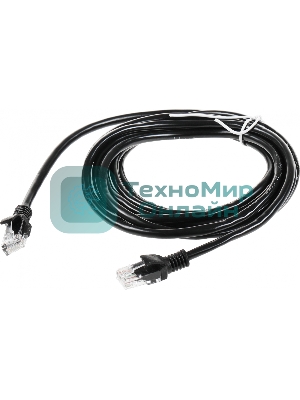 Патч-корд UTP Cablexpert PP12-3M/BK 5e, 3м, литой, многожильный, черный