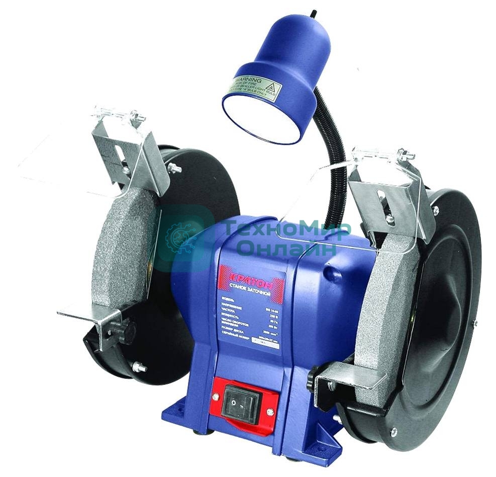 Точило КРАТОН BG 350/200 L 350Вт 2950об/мин диск 200х20х32мм эл. подсв.