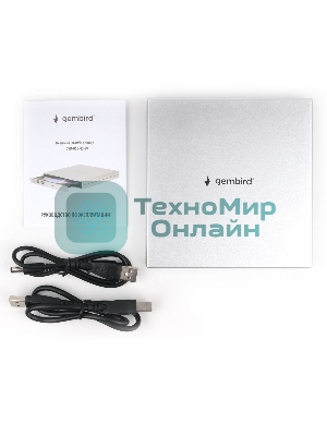 Оптический привод внешний с интерфейсом USB 2.0 Gembird DVD-USB-02-SV пластик, серебро