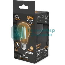 Лампа светодиодная филаментная Gauss Filament 18Вт цок.:E27 груша св.свеч.бел.теп. (упак.:10шт)