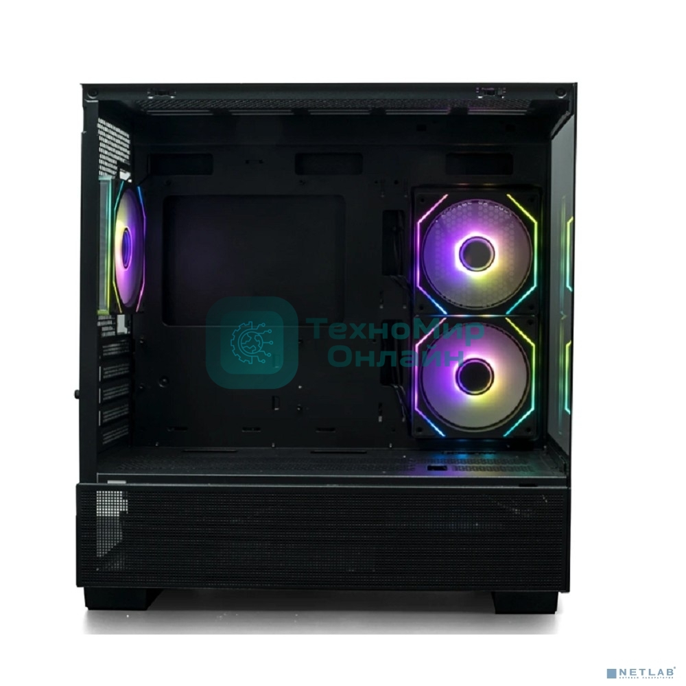 Компьютерный корпус XASTRA Q500M 3ARGb-C10 Black mATX/Aquarium/Screewless/ 3x120мм ARGb PWM FM fans/Argb+PWM HUB 10port/ Q500M-3FM12A-C10