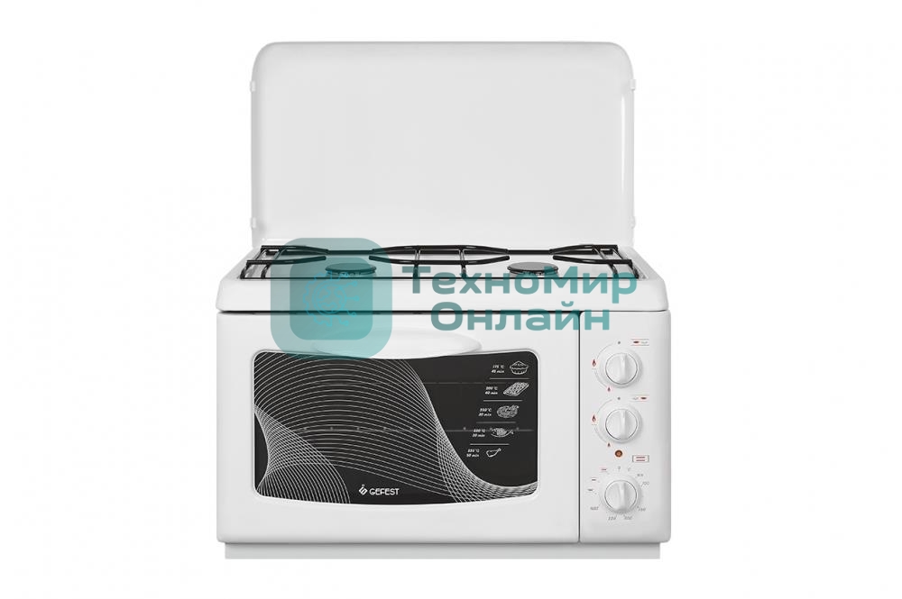 Плита комбинированная Gefest ПГЭ 120 белый, конфорок 2 газовых, духовка 18 л, 55 см x 40 см x 39 см